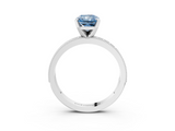 White gold Fancy Blue Radiant  Milgrain Pave Diamond Engagement Ring with Four-Prong Setting_132