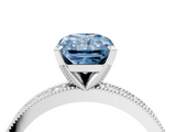 White gold Fancy Blue Radiant  Milgrain Pave Diamond Engagement Ring with Four-Prong Setting_133