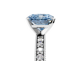 White gold Fancy Blue Radiant  Milgrain Pave Diamond Engagement Ring with Four-Prong Setting_140
