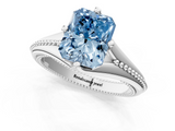 White gold Fancy Blue Radiant  Solitaire Beaded Band Six-Prong Setting_1