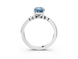 White gold Fancy Blue Radiant  Solitaire Beaded Band with Four-Prong Setting_64
