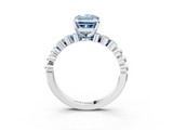White gold Fancy Blue Radiant  Solitaire Bezel Accent Diamond Engagement Ring with Beaded Band and Four-Prong Setting_27