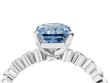White gold Fancy Blue Radiant  Solitaire Bezel Accent Diamond Engagement Ring with Beaded Band and Four-Prong Setting_28