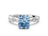 White gold Fancy Blue Radiant  Solitaire Bezel-Set Diamond Ring with Beaded Band and Four-Prong Setting_32
