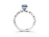 White gold Fancy Blue Radiant  Solitaire Bezel-Set Diamond Ring with Beaded Band and Four-Prong Setting_35
