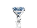 White gold Fancy Blue Radiant  Solitaire Bezel-Set Diamond Ring with Beaded Band and Four-Prong Setting_37