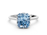White gold Fancy Blue Radiant  Solitaire Cathedral Diamond Ring with Six-Prong Setting_17