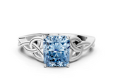 White gold Fancy Blue Radiant  Solitaire Celtic Knot Engagement Ring with Four-Prong Setting_42