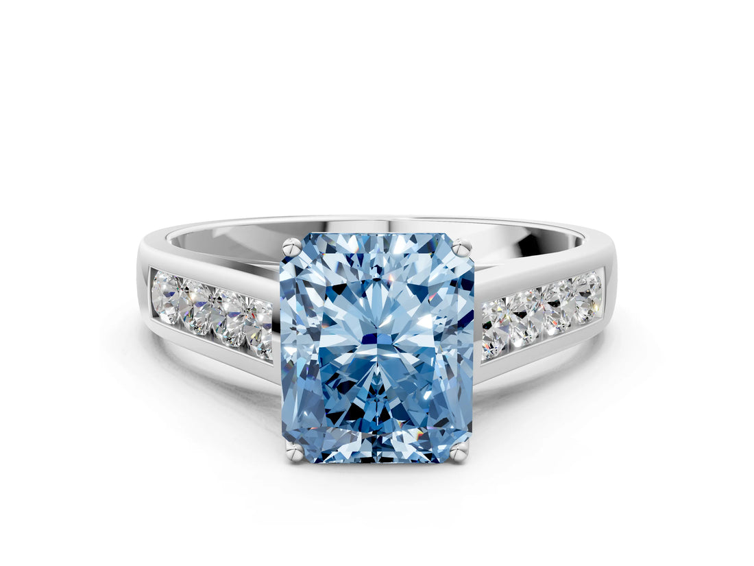 White gold Fancy Blue Radiant  Solitaire Channel-Set Diamond Engagement Ring with Four-Prong Setting_32