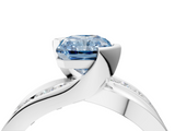 White gold Fancy Blue Radiant  Solitaire Channel-Set Split Shank Ring with Tension Prong Setting_7