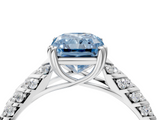 White gold Fancy Blue Radiant  Solitaire Chevron Pave Diamond Engagement Ring with Six-Prong Setting_7