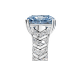 White gold Fancy Blue Radiant  Solitaire Chevron Pave Diamond Engagement Ring with Six-Prong Setting_8