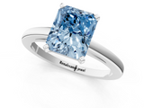 White gold Fancy Blue Radiant  Solitaire Diamond Engagement Ring with Four-Prong Setting on a Classic Band_4
