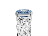 White gold Fancy Blue Radiant  Solitaire Diamond Leaf Vine Band with Prong Setting_50