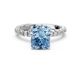 White gold Fancy Blue Radiant  Solitaire Diamond Pavé Band with Four-Prong Setting_24