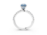 White gold Fancy Blue Radiant  Solitaire Diamond Pavé Band with Four-Prong Setting_27