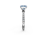 White gold Fancy Blue Radiant  Solitaire Diamond Pavé Band with Four-Prong Setting_30