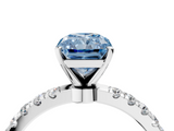 White gold Fancy Blue Radiant  Solitaire Diamond Pavé Band with Four-Prong Setting_32