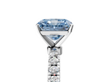 White gold Fancy Blue Radiant  Solitaire Diamond Pavé Band with Four-Prong Setting_33