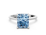 White gold Fancy Blue Radiant  Solitaire Diamond Ring with 4-Prong Setting on a Classic Band_3