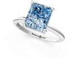White gold Fancy Blue Radiant  Solitaire Diamond Ring with 4-Prong Setting on a Classic Band_4