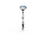 White gold Fancy Blue Radiant  Solitaire Diamond Ring with Bamboo Band and Four-Prong Setting_79