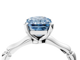 White gold Fancy Blue Radiant  Solitaire Diamond Ring with Bamboo Band and Four-Prong Setting_81