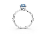 White gold Fancy Blue Radiant  Solitaire Diamond Ring with Bamboo Band and Four-Prong Setting_91