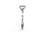 White gold Fancy Blue Radiant  Solitaire Diamond Ring with Bezel Set Side Stones and Prong Setting_5