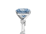 White gold Fancy Blue Radiant  Solitaire Diamond Ring with Bezel Set Side Stones and Prong Setting_8