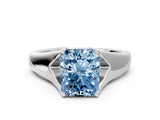 White gold Fancy Blue Radiant  Solitaire Diamond Ring with Cathedral Band and Four-Prong Setting_66