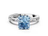 White gold Fancy Blue Radiant  Solitaire Diamond Ring with Channel-Set Baguette Band and Four-Prong Setting_62