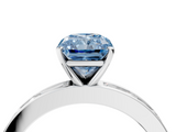 White gold Fancy Blue Radiant  Solitaire Diamond Ring with Channel-Set Baguette Band and Four-Prong Setting_66