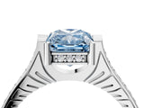White gold Fancy Blue Radiant  Solitaire Diamond Ring with Channel Set Band and Bezel Prong Setting_72