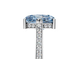 White gold Fancy Blue Radiant  Solitaire Diamond Ring with Channel Set Band and Bezel Prong Setting_73