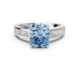 White gold Fancy Blue Radiant  Solitaire Diamond Ring with Channel-Set Band and Four-Prong Setting_3