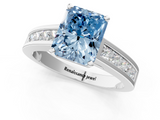 White gold Fancy Blue Radiant  Solitaire Diamond Ring with Channel-Set Band and Four-Prong Setting_4
