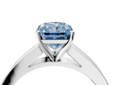 White gold Fancy Blue Radiant  Solitaire Diamond Ring with Channel-Set Band and Four-Prong Setting_7