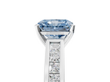 White gold Fancy Blue Radiant  Solitaire Diamond Ring with Channel-Set Band and Four-Prong Setting_8