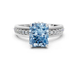 White gold Fancy Blue Radiant  Solitaire Diamond Ring with Channel Set Band and Six-Prong Setting_47