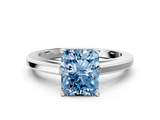 White gold Fancy Blue Radiant  Solitaire Diamond Ring with Four-Prong Setting and Classic Band_3