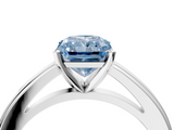 White gold Fancy Blue Radiant  Solitaire Diamond Ring with Four-Prong Setting and Classic Band_7