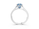 White gold Fancy Blue Radiant  Solitaire Diamond Ring with Four-Prong Setting and Tapered Band 5