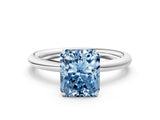 White gold Fancy Blue Radiant  Solitaire Diamond Ring with Four-Prong Setting on a Plain Band_44