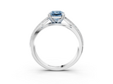 White gold Fancy Blue Radiant  Solitaire Diamond Ring with Milgrain Pavé Band and Four-Prong Setting_32