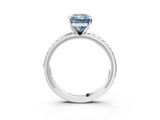 White gold Fancy Blue Radiant  Solitaire Diamond Ring with Milgrain and Black Enamel X Pattern Band_202