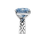 White gold Fancy Blue Radiant  Solitaire Diamond Ring with Milgrain and Black Enamel X Pattern Band_206