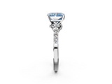 White gold Fancy Blue Radiant  Solitaire Diamond Ring with Pavé Band and Four-Prong Setting_83