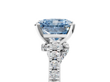 White gold Fancy Blue Radiant  Solitaire Diamond Ring with Pavé Band and Four-Prong Setting_86