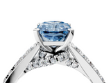 White gold Fancy Blue Radiant  Solitaire Diamond Ring with Pavé Band and Four-Prong Setting_88
